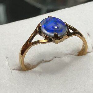Vintage 10k Gold Fill Ring with Blue Stone Size 6.5